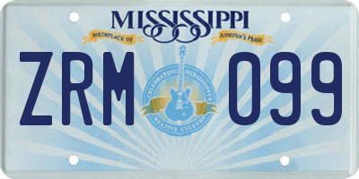 MS license plate ZRM099
