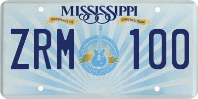 MS license plate ZRM100