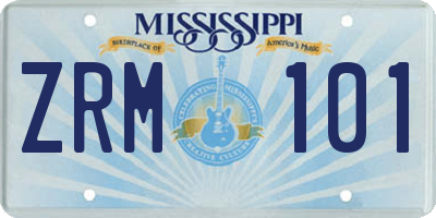 MS license plate ZRM101