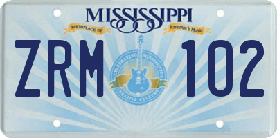 MS license plate ZRM102