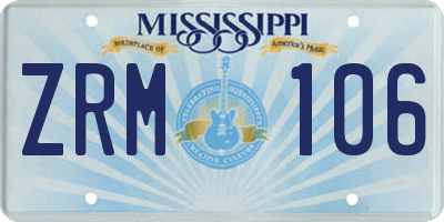 MS license plate ZRM106