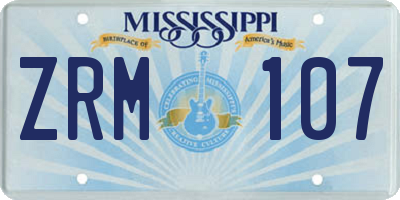 MS license plate ZRM107
