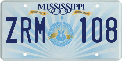 MS license plate ZRM108