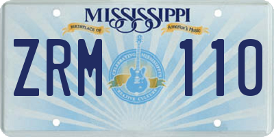 MS license plate ZRM110