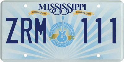 MS license plate ZRM111