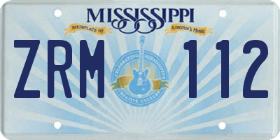 MS license plate ZRM112