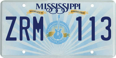 MS license plate ZRM113