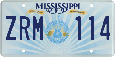 MS license plate ZRM114
