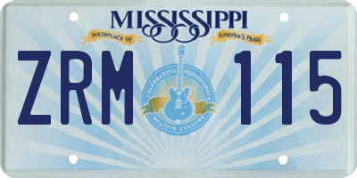MS license plate ZRM115