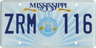 MS license plate ZRM116