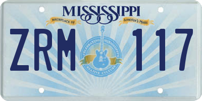 MS license plate ZRM117