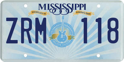 MS license plate ZRM118