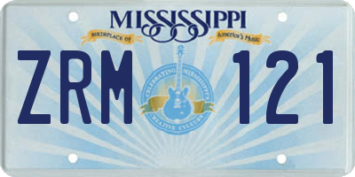 MS license plate ZRM121