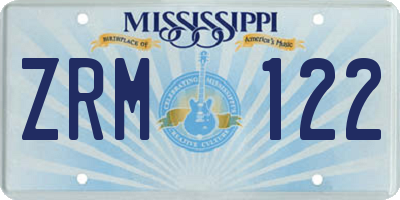 MS license plate ZRM122