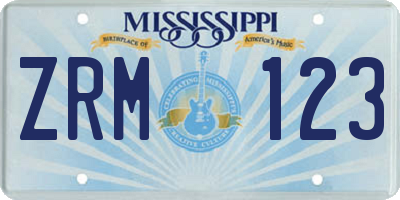 MS license plate ZRM123