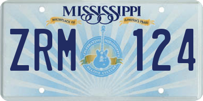 MS license plate ZRM124