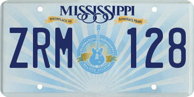 MS license plate ZRM128