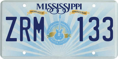 MS license plate ZRM133