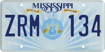 MS license plate ZRM134