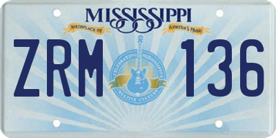 MS license plate ZRM136