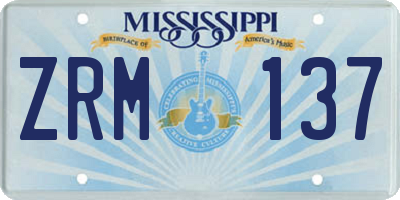 MS license plate ZRM137