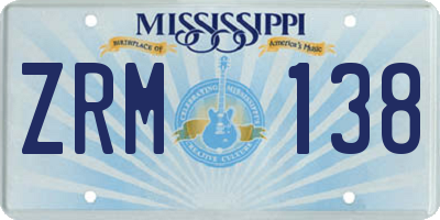 MS license plate ZRM138