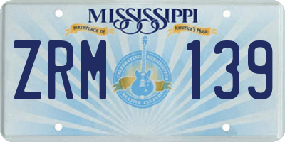 MS license plate ZRM139