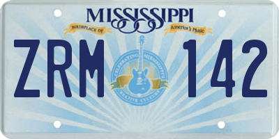 MS license plate ZRM142