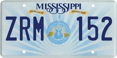 MS license plate ZRM152