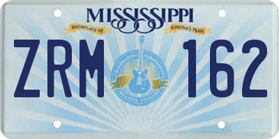 MS license plate ZRM162