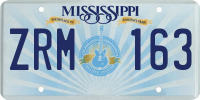 MS license plate ZRM163
