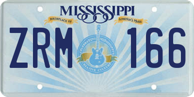 MS license plate ZRM166