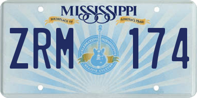 MS license plate ZRM174