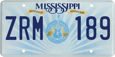MS license plate ZRM189