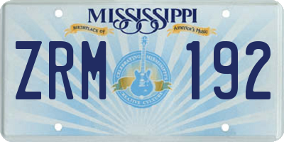 MS license plate ZRM192