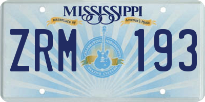 MS license plate ZRM193