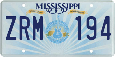 MS license plate ZRM194