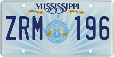 MS license plate ZRM196