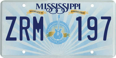 MS license plate ZRM197