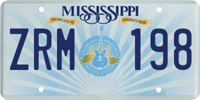 MS license plate ZRM198