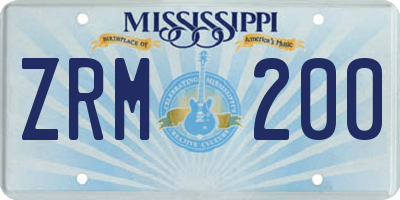 MS license plate ZRM200