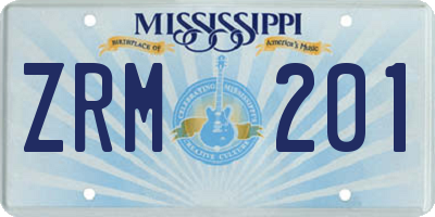 MS license plate ZRM201