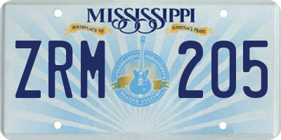 MS license plate ZRM205