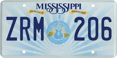 MS license plate ZRM206