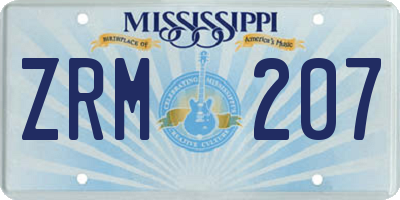 MS license plate ZRM207