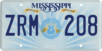 MS license plate ZRM208