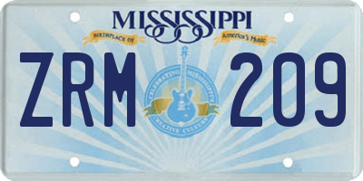 MS license plate ZRM209