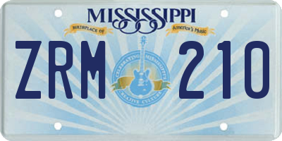 MS license plate ZRM210
