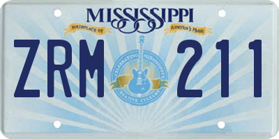 MS license plate ZRM211