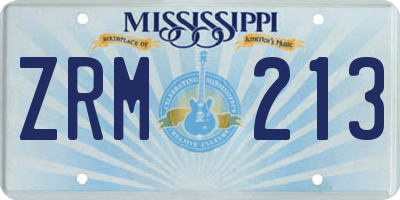 MS license plate ZRM213